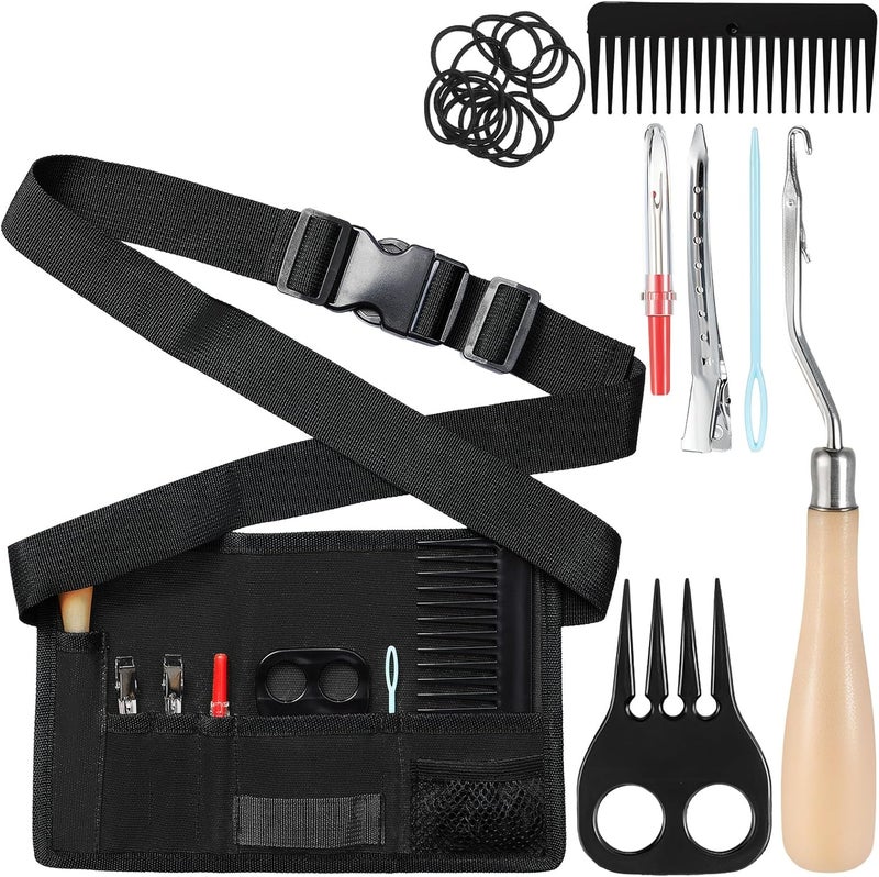 Cosblank 9 Pcs Horse Braiding Kit Complete Mane Horse Grooming Set with Waxed Canvas Bag Easy Start Supplies for Braiding Beginners Christmas Holiday Gifts - Image 1